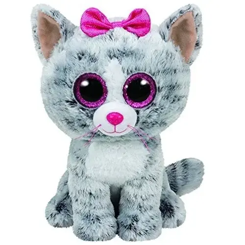 Jucarie de plus TY Beanie Boos, Pisica Kiki, 24 cm, gri