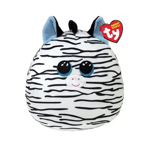 Jucarie de plus Ty Squishy Beanies Zebra Xander, 22cm (Alb/Negru)