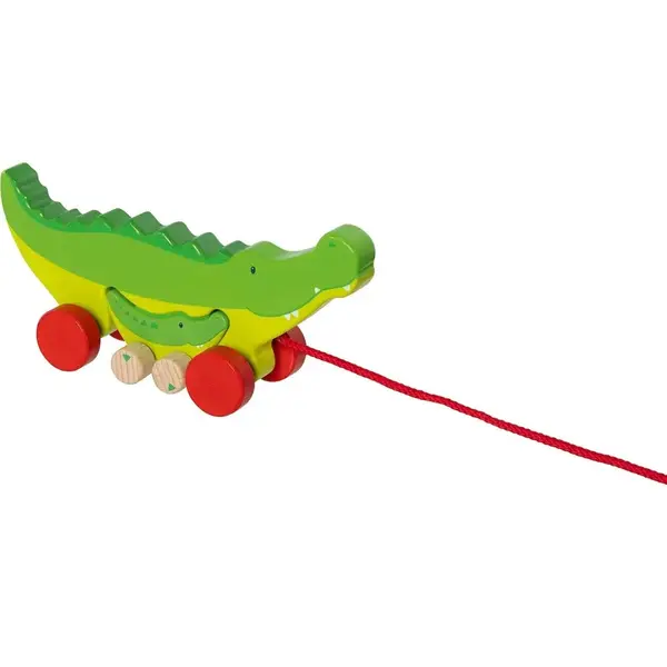 Jucarie de tras - Crocodilul Cosmo cu puiul Croki | Goki
