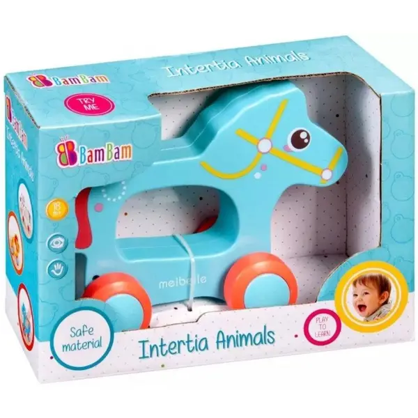 Jucarie de tras pentru bebelusi calut cu roti, plastic, 18 luni+, 17x15x6 cm