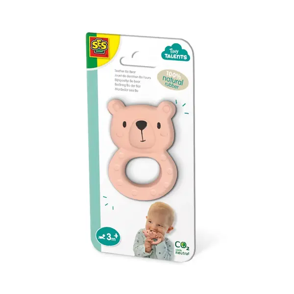 Jucarie dentitie - Ursul Bo din cauciuc natural 100%,+3 luni