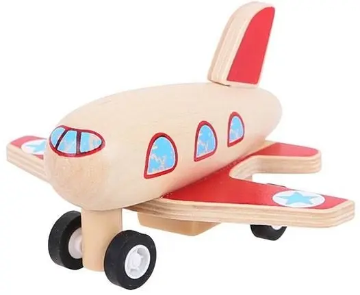 Jucarie din lemn Bigjigs Pull Back Planes - Avion