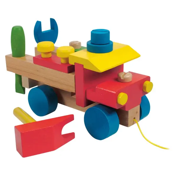 Jucarie din lemn , Camion de asamblat, 17 piese educative