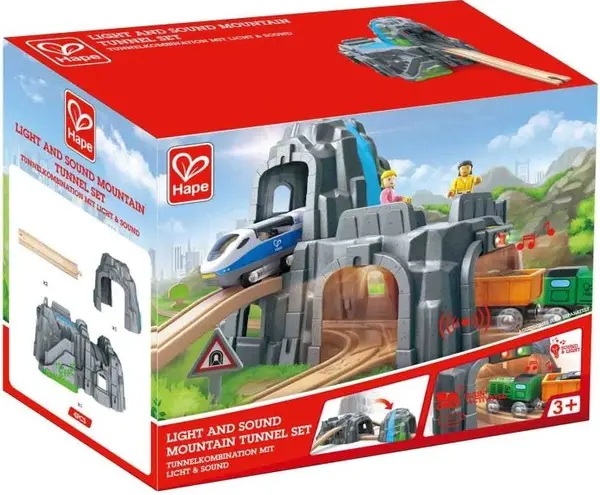 Jucarie din lemn Hape - Tunel de munte, cu sunet si lumina