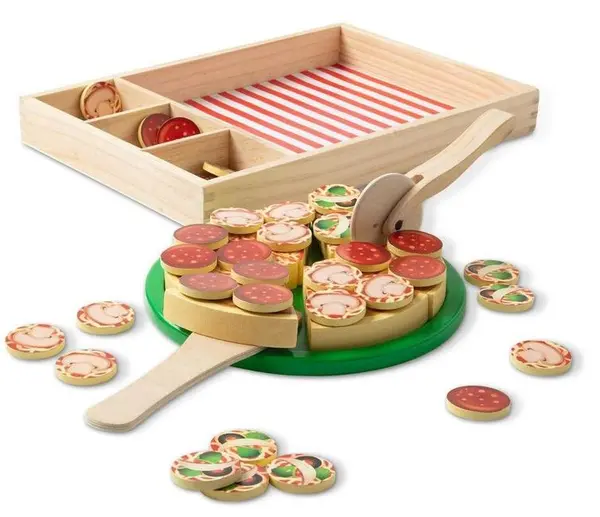 Jucărie din lemn Melissa & Doug - Pizza, 36 piese