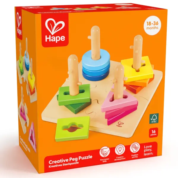 Jucarie din lemn , Puzzle creativ cu forme E i culori