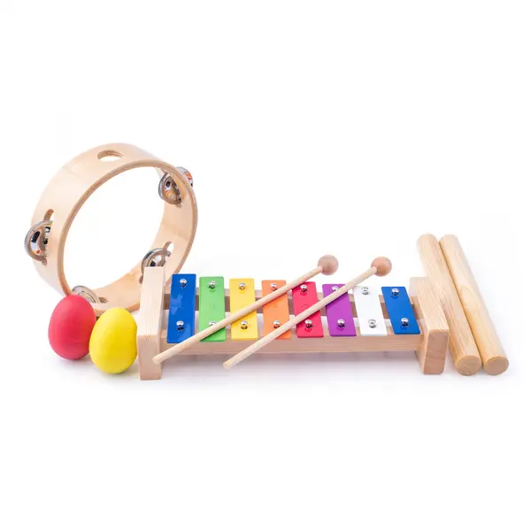 Jucarie din lemn , Set muzical: xilofon, tamburina E i 2 maracas