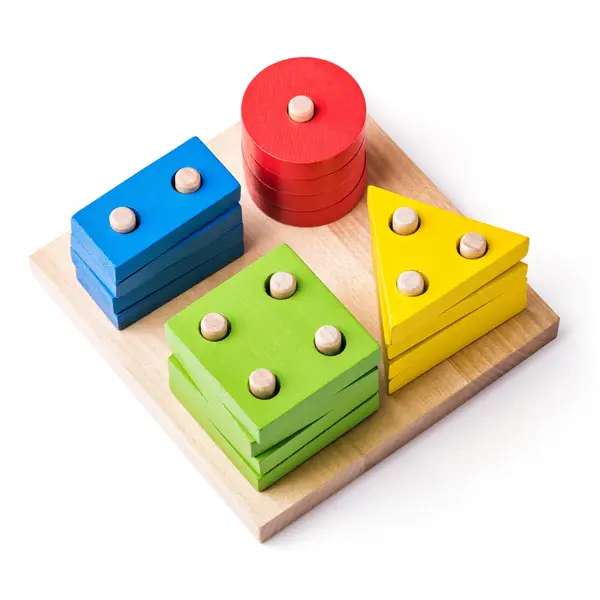 Jucarie din lemn , Tabla de sortat E i stivuit forme geometrice
