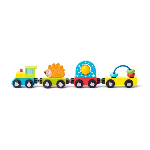 Jucarie din lemn , Tren cu jucarii E i arici (27,5 cm)