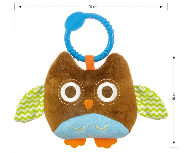 Jucarie din plus pentru agatat, cu clopotel Happy Owl Brown