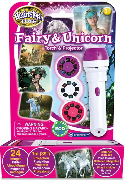 Jucarie educativa Brainstorm - Lanterna cu proiector, Zane si unicorni