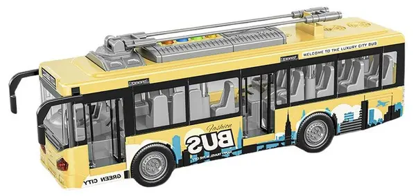 Jucărie electronică Raya Toys - Troleibuz, cu sunete și lumini, galben