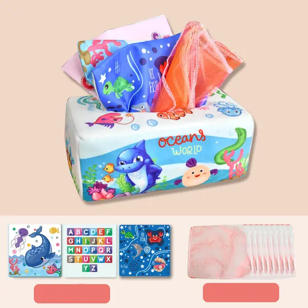 Jucărie foșnitoare Smart baby - Șervețele umede detașabile, lumea mării