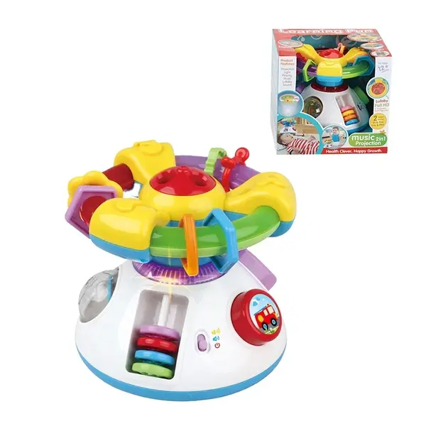 Jucarie interactiva 2 in 1 Volan muzical si Proiector pentru bebelusi