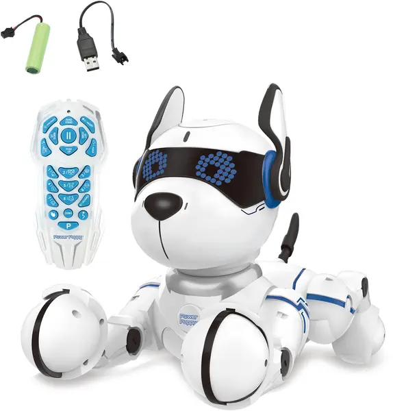 Jucărie interactivă Lexibook Power Puppy – Câine robot programabil, alb