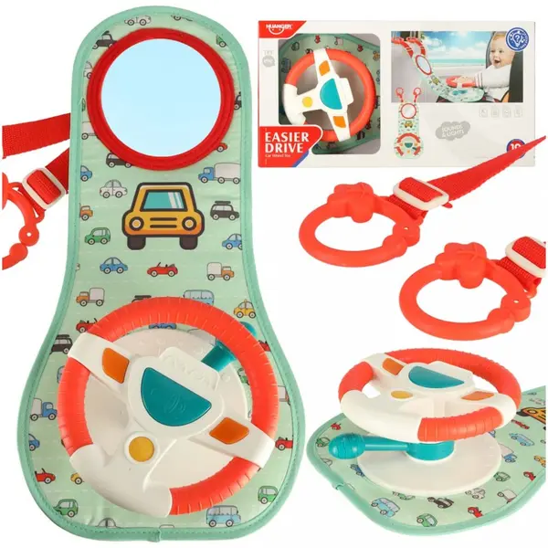 Jucarie interactiva pentru bebelusi, Ikonka, Volan cu lumini, sunete si activitati multiple, dimensiune 40 x 20 cm, Easier Drive