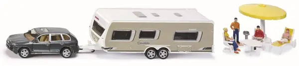 Jucarie metalica Siku Super - Porsche Cayenn cu rulota, 1:55
