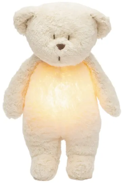 Jucărie moale Moonie Organic 2.0 - Bear, cu lampă de veghe și sunete liniștitoare, Polar