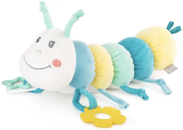Jucărie moale pentru bebeluşi Tedsy - Omida, albastră, 32 cm