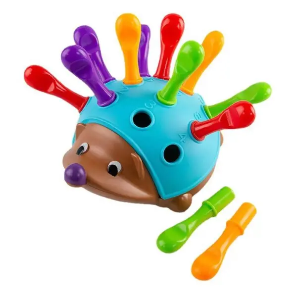Jucarie motricitate arici cu tepi colorati Montessori copii 12 luni+