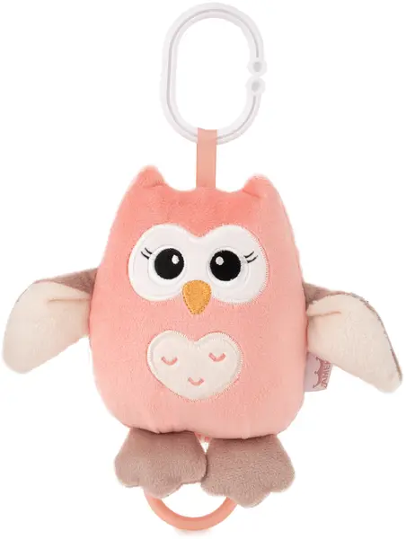 Jucarie muzicala Amek Toys - Bufnita, coral, 15 cm