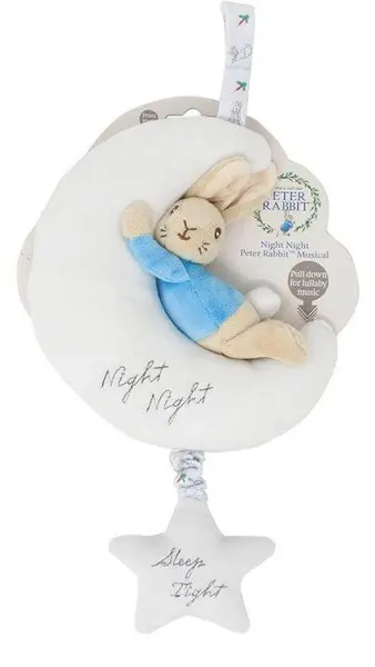 Jucărie muzicală pentru bebeluși pentru cărucior și pătuț Rainbow Designs - Peter Rabbit, Luna