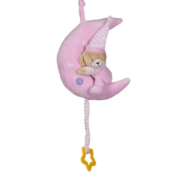 Jucarie muzicala pentru patut si carut,Ursuletul somnoros,Roz,24 cm