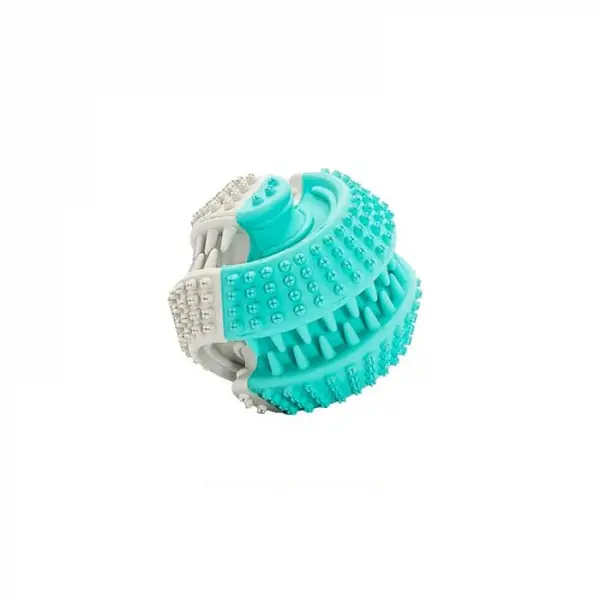Jucarie pentru caini HipHop Dental Minge Bicolora cu aroma de menta 6 cm