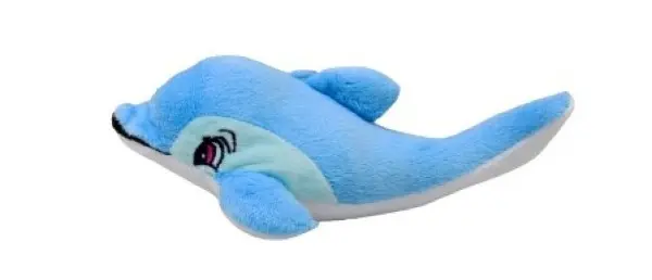 Jucarie pentru caini Pet Expert, Delfin, Albastru Roz, 18 cm