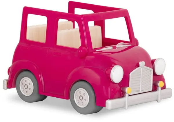 Jucarie pentru copii Battat Li'l Woodzeez - Masina, roz, cu valiza