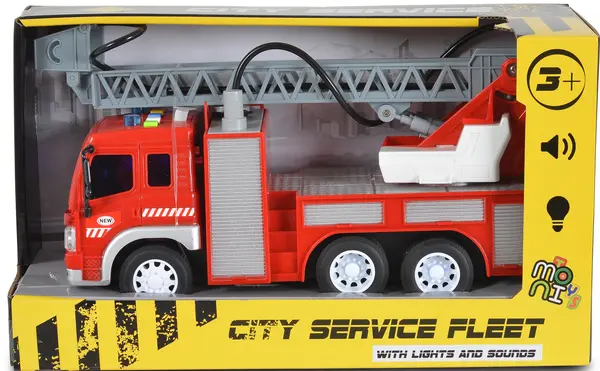 Jucărie pentru copii Moni Toys - Camion de pompieri cu pompă și scara, 1:12