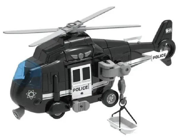 Jucărie pentru copii Raya Toys - Elicopter de poliție, negru