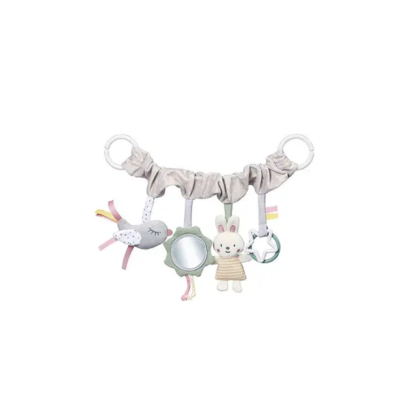 Jucarie pentru scoica, patut si carucior, BabyOno, Texturi multiple, Fosnaitoare, Cu oglinda, 35 x 20 cm, 0 luni+, Multicolor