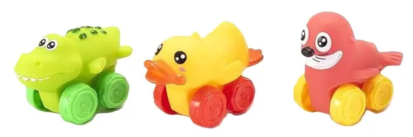 Jucării pentru împins Raya Toys - Mașini-animale, 3 bucăți