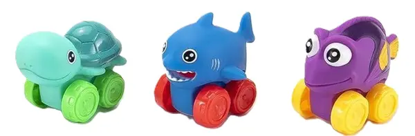 Jucării pentru împins Raya Toys - Mașini animale acvatice, 3 bucăți