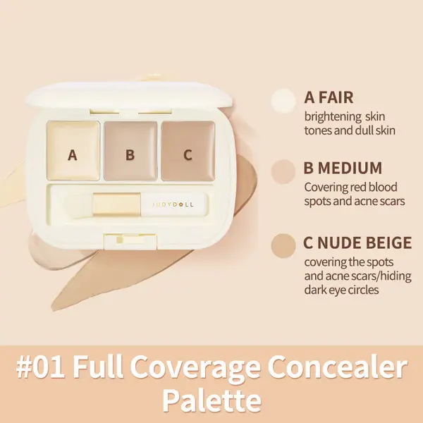 Judydoll – Tricolor Concealer Palette - #01 Full Coverage