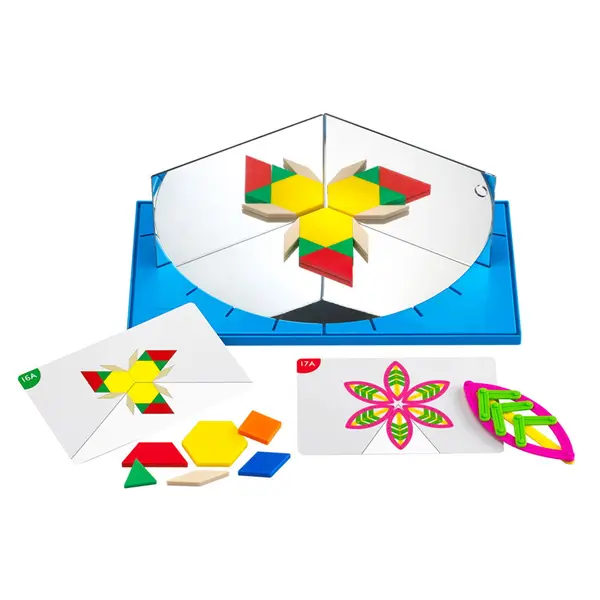Junior Geoland, set STEM cu oglinzi si sabloane geometrice multicolor