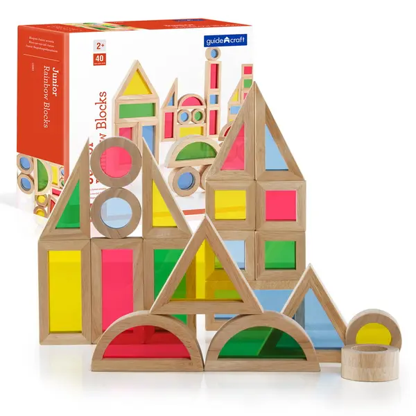Junior Rainbow Blocks set 40 piese, Guidecraft multicolor
