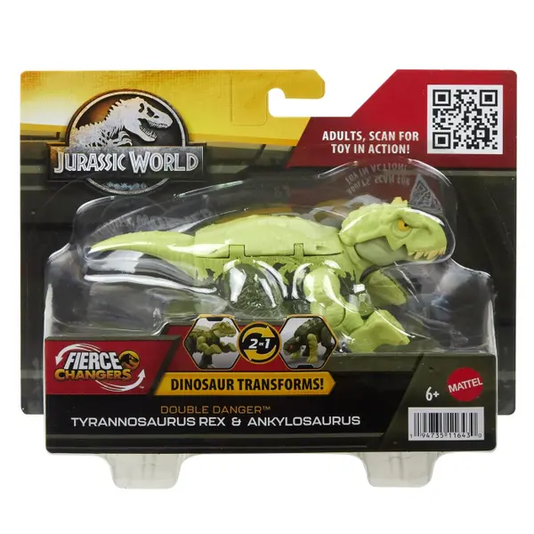 Jurassic World - Fierce Changers Double Danger Dinozaur Transformabil Tyrannosaurus Rex si Ankylosaurus Verde