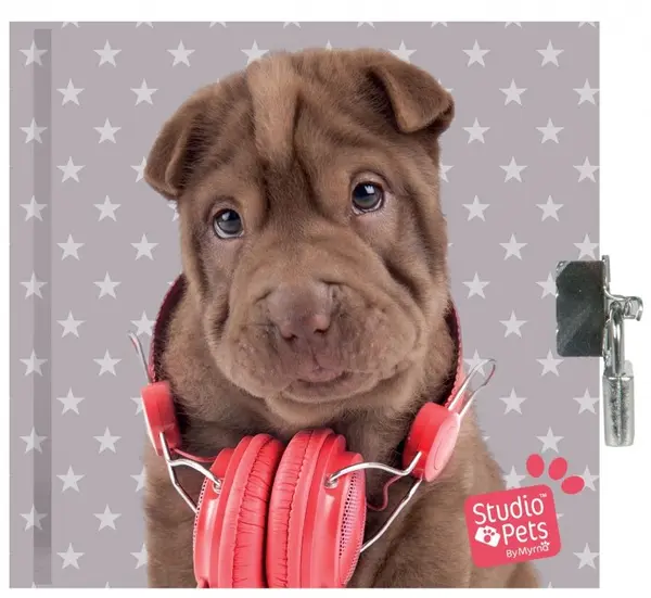 Jurnal secret cu lacat Paso Studio Pets – Caine cu casti rosii