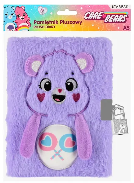 Jurnal secret plușat Starpak Care Bears – A5, 80 de file, mov