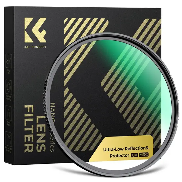 K&F 46mm Filtru UV, Reflexie Ultra Redusa 0.1%, Sticla Optica AGC, 28 Straturi Multi-Coating, Aliaj Aluminiu-Magneziu