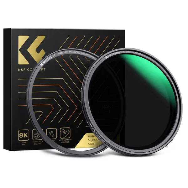 K&F 49mm NANO-X Filtru ND Variabil Magnetic, ND8-128, Montare Magnetica 1 Secunda, 28 Straturi Nanometrice, Antireflex