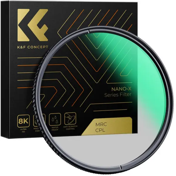 K&F 52MM XC15 Filtru CPL Nano-X B270, HD, Rezistent la Apa, Anti-Zgariere, Strat Verde