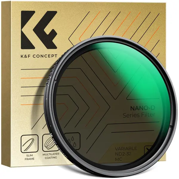 K&F 55mm D Series Filtru ND Variabil, ND2-ND32, 1-5 Stops, Sticla Optica HD AGC, 24 Straturi Multi-Coating, Rama Ultra-Subtire