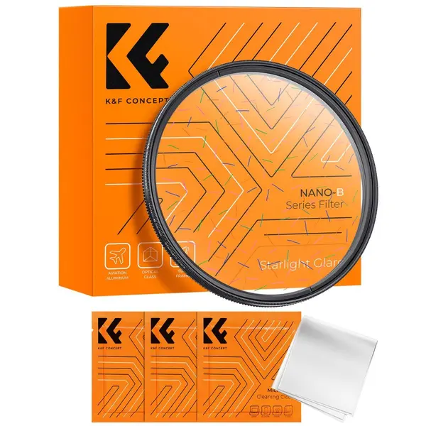 K&F 55mm Filtru Efect Starlight Colorat, Sticla Optica K9, Rama Rotativa Ajustabila, Seria Nano-B