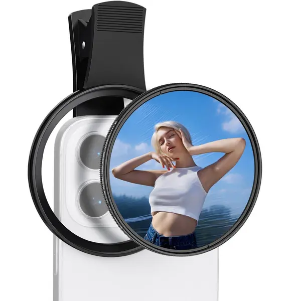 K&F 67mm Filtru Clip-on ND2-32 pentru Telefon, Densitate Neutra Variabila 5 Trepte, Montura Clema, 18 Straturi Anti-Reflexie
