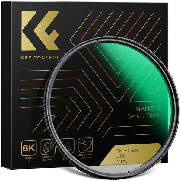 K&F 72mm Filtru CPL Polarizare Circulara, Culori Reale, Sticla Optica Japoneza AGC, 28 Straturi Nano-Coating, Rezistent la Apa