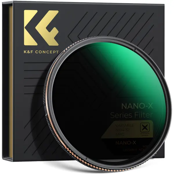 K&F 72mm Nano-X Filtru ND Variabil, ND4~ND32, Cadru Slim 7.4mm, Nano-Coating 28 Straturi, Rezistent la Apa