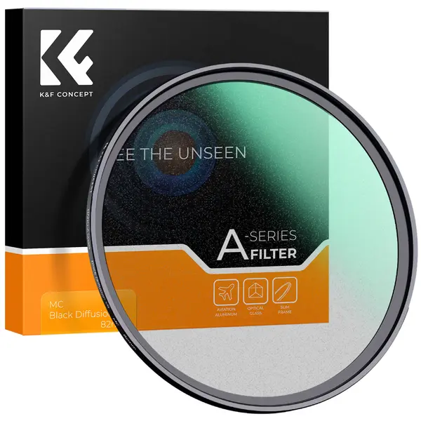 K&F 77mm Filtru Black Mist A Series 1/8, Sticla Optica Germana, Rama Aluminiu 3.3mm, Rezistent la Apa, Anti-Reflexie 24 Straturi